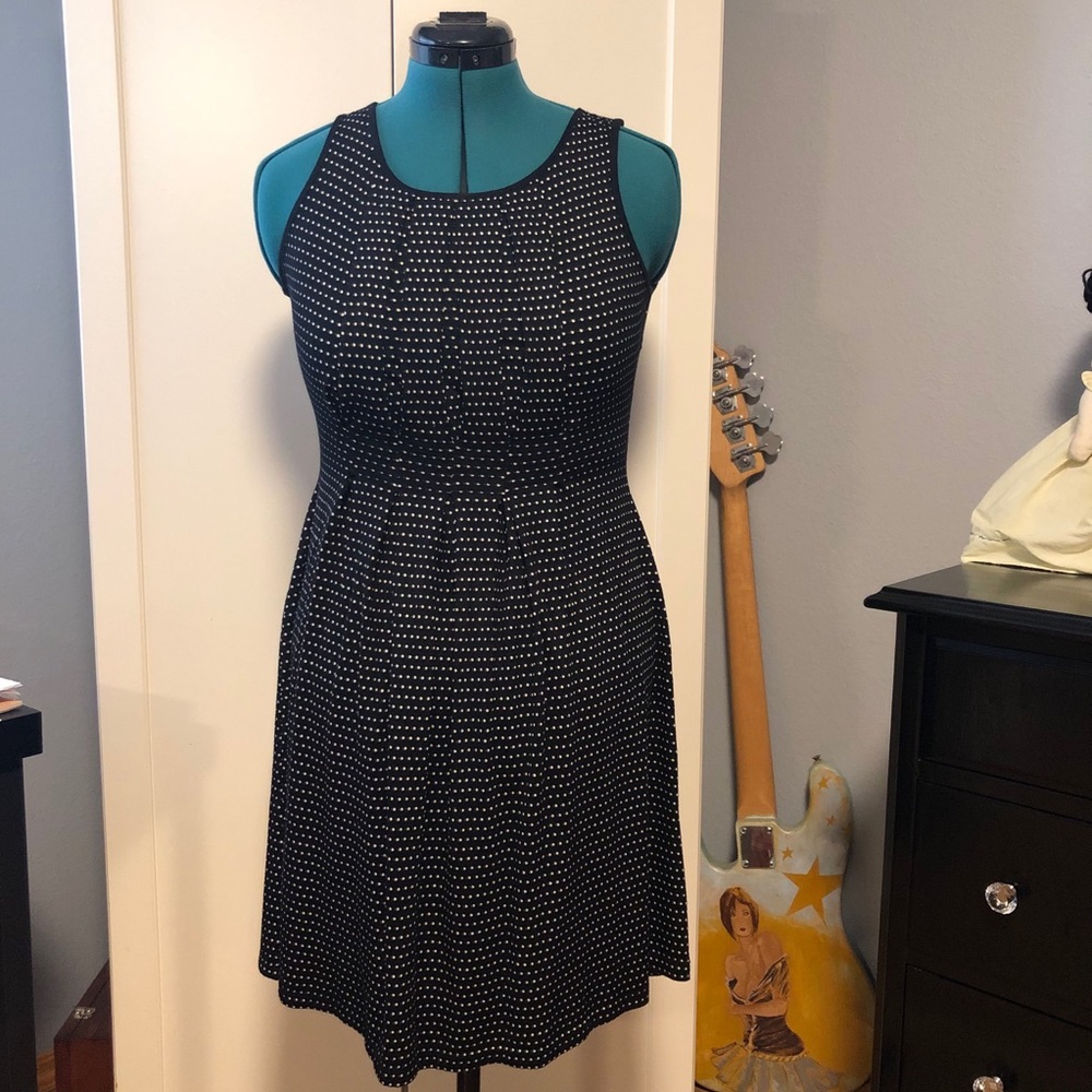 Black polka dot high waist dress